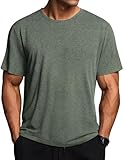 Weardear Herren Sport Tshirts Athletic Funktionsshirt Stretch Workout Laufshirt Schnelltrocknend Fitness Tshirt Frühling Wandern Trekking Sportswear Armeegrün L