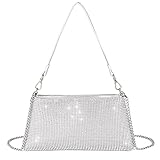 Valleycomfy Damen Clutch Silber Elegante Brauttasche Diamant Handtasche Hochzeit Abendtasche Klatsch Tasche Cluthesochzeit/Cocktail/Abschlussball/Club,Silber
