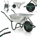 MIDORI® Schubkarre mit 100 Liter Volumen & 210 kg Tragkraft | Bauschubkarre mit Luftreifen & verzinkter Wanne | Gartenschubkarre mit Stahlfelge & Stahlrahmen