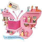 TONIGAL® Tonie Regal Schmetterling mit Platz für bis zu 35 Tonie Figuren, Toniebox & Ladestation I Magnetisches Toniebox Regal aus Holz in Rosa, Pink I Sicheres Tonieregal Dank Abgerundeter Ecken