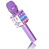 BONAOK Karaoke Kinder Mikrofon, Bluetooth Singen , 4 in 1 Kabellos Effekt , Musik Singmaschine für Zuhause Party, Kompatibel mit iPhone/Android(Light Lila)