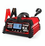 Autobatterie Ladegerät 25A 12V/24V Batterieladegerät Auto Vollautomatisches Intelligentes Erhaltungsladegerät mit LCD-Bildschirm, Ladegeräte für Autobatterien 12V LiFePO4 Batterie