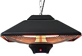 Aktobis Decken-Heizstrahler, Balkonheizer, Zeltheizer WDH-200LS (Schwarz + bis 2.000 Watt + LED Lampe)