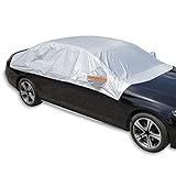 Wasserdicht Auto Abdeckung, Halbgarage, Autoabdeckung, Autohülle Autoplane, Winddichte Halbabdeckung für Allwetter, Auto Abdeckplane UV-Beständige, Universal-Passform für Limousine (470cm)