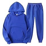 Einfarbiges Herren-Kapuzenpullover-Set, Unisex, einfarbig, Hoodie, Trainingsanzug, lässiger Pullover, Sweatshirt und Jogger, einfarbig, warme Fleece-Sportbekleidung, Anzug für Winter, Homewear, und