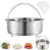 HuaCommerce Dampfgarer Einsatz Edelstahl 304 für Töpfe, 17.5 cm Dünsteinsatz für töpf, ideal als Siebeinsatz für Kochtöpfe & Schnellkochtöpfe. Zum gesunden Dämpfen von Gemüse, Obst, Eiern (silbrig)