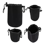 BESPORTBLE 4 Stück Neopren Kameraobjektivtaschen Objektivbeutel in Verschiedenen Größen mit Kordelzug und Haken Schutz für DSLR Kameraobjektive Aufbewahrungstaschen für Fotografie