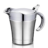 Premium Edelstahl Thermo Sauciere, Doppelt Isoliert Eleganter Silberner Thermo Sauciere Soßenkanne Perfekt für Abendessen Partys (450ml)