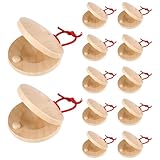 12 Stück Holz-Kastagnetten, Finger-Percussion-Musikinstrumente für Kinder und Erwachsene, erdtonfarbenes Rhythmus-Lernspielzeug-Set, Party- und Klassenzimmer-Geschenk von Luwecf