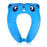 Pejoye Faltbarer Kinder Toilettensitz, Klappbarer Kinder Toilettentrainer für Unterwegs, Töpfchen WC Sitz Kleinkind Tragbar Reise WC Sitz Kleinkind Töpfchentrainer mit Aufbewahrungstüte, Blauer Panda