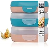 Moritz & Moritz 3x Brotdose Kinder mit Fächer - Mix & Match Lunchbox Kinder – Bunte Brotbox Kinder - Bento Box Kinder