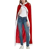 LAEMILIA Weihnachtsumhang mit Kapuze und Weihnachtsmann, langer Umhang, Samt, Kostüm, Cosplay (XL, Red2)