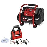Einhell Akku-Kompressor TE-AC 36/150 Li OF-Solo Power X-Change (36 V, max. 8 bar, 6 l Tank, 150 l/min Ansaugleistung, Manometer, ölfrei, inkl. 15-tlg. Zubehör-Set, ohne Akku)