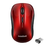 LeadsaiL Maus Kabellos, 2.4G Wireless Maus Leise mit USB Empfänger, 1600 DPI Optical Tracking, 4 Tasten Mäuse, Für Links- und Rechtshänder, Kompatibel mit PC, Mac, Laptop, Windows - Rot