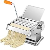 Multifunktionale Nudelmaschine für den Haushalt, Nudelpressmaschine aus Edelstahl, 9 einstellbare Stärkeeinstellungen, perfekt für manuelle Dim-Sum-Knödel-Spaghetti