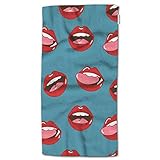 HGOD DESIGNS Handtuch Lippe, abstrakte Kunst, rote weibliche Lippen und Lippen mit Zunge, Handtuch für Badezimmer, Küche, Bad und Handtücher, 76,2 cm L x 38,1 cm B