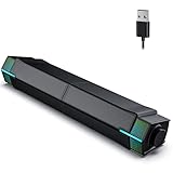 Jeecoo M20 PC Lautsprecher, Bluetooth Lautsprecher mit RGB, Pc Soundbar Abnehmbar Monitor Lautsprecher USB Lautsprecher für PC Monitor Schwarz