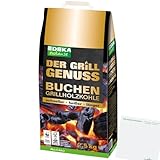 Edeka Buchen Grillholzkohle Premium-Qualität 100% Buchenholz (2,5kg Sack) + usy Block