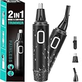 Nasenhaartrimmer Herren, 2 in 1 Nasenhaartrimmer, Nasenhaarschneider, Ohrhaarschneider, Augenbrauen-Lippenhaare Schmerzloser Epilierer, IPX7 Waschbarer Gesichtshaarentferner für Männer und Frauen