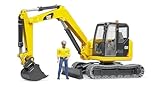 bruder 02466 - Cat Minibagger mit Bauarbeiter - 1:16 Baufahrzeug, Baustelle, Löffelbagger, Arbeiter, bworld, Baumaschine, Spielzeug