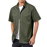 Generisch Wanderhemd Herren Baumwolle Vintage Arbeitsshirts Cargohemd Atmungsaktiv Tactical Militär Herrenhemd Outdoor Reise Hemd Oversized Stretch Arbeitshemd Button Down Freizeithemden