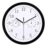 Wasserdichte Uhr Für Den Außenbereich – Outdoor-Uhr Mit Hygrometer, Wasserdicht, 25,4 Cm, Geräuschlos, Rund, Batteriebetrieben, Leicht Ablesbare Dekoration, Badezimmer, Terrassenuhr, Für Terrasse, Ver