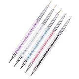 5 Stück Nagel Pinsel Set, Nageldesign Pinsel, Nail Art Dotting Tools, Dual-Ended Professional Acryl Nail Art Pen für DIY Nail Art Design