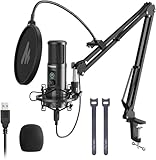 MAONO USB Mikrofon PC, Mikrofon mit Arm Streaming Mikrofon Kondensatormikrofon mit Mute Button, Popfilter, 192 KHZ/24BIT, Mikrophon für Gaming Podcast Aufnahme YouTube Twitch, für PS4/5, PM421