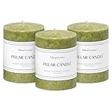 7,6 x 10,2 cm grüne Stumpenkerzen, 3er-Set, geruchlose Stumpenkerzen, tropffreie und rauchfreie große Kerzen, Kerze für Heimdekoration, Esstisch, Hochzeiten, Feiertage