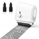 MoKo Rollstempel für Identitätsdiebstahl, Nachfüllbar Breit Datenschutzstempel mit 2 Tintennachfüllungen, Datenschutzstempelrolle für ID-Kontodaten-Adressensicherheit, Weiß