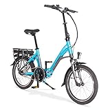 aktivelo Alu Elektro Faltrad Komfort,E Bike Elektrofahrrad 20',250W/36V/10,4Ah,wartungsfreier Mittelmotor,Lithium-Ionen-Akku,5 Motorunterstützungsstufen,7-Gang Shimano Nexus,Alurahmen,Schiebehilfe