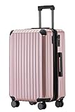 Münicase M816 TSA-Schloss, Dehnungsfuge, Teleskopgriff, Reisekoffer mit 4 Rollen, Hartschale, Große 76cm, Rosagold