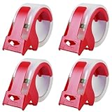 GBKDQQ 4 Rollen Paketklebeband, 48mm x 50m Paketklebeband Abroller, Transparent Tape Dispenser mit 4 Plastik Abroller, Leise Paketband Klebebandabroller für Versand, Verpackung, Versiegelung