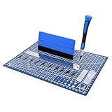 EHDIS Skalpell Basteln Set, inklusive Bastelmesser mit Softgriff, 10 Ersatzklingen, Stahllineal, Filzrakel und A4 PVC Schneidebrett, Hobbymesser Set für Kunst, Hobby, Sammelalbum, Blau