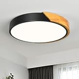 Qamra LED Deckenleuchte, Deckenlampe 30cm, Schwarz Deckenleuchte, Moderne Lampe Holz für Wohnzimmer Schlafzimmer Küche Esszimmer Flur 4000K