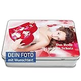 Geschenkdose 20x13 cm - individuell bedruckt - personalisiert - mit Foto Bild & Text bedruckt - aus Metall in - Geschenkidee mit Deckel – Schmuckkiste mit Wunschtext – Blechdose einmaliges Unikat