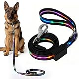 LED Hundeleine, 12 Beleuchtungsmodi Beleuchtete Hundeleine, 1,5 m wasserdichte Hundeleinen, Leuchtende Hundeleinen, LED Joggingleine Hunde, Nachtsicherheit für Kleine, Mittelgroße und Große Hunde