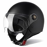 VINZ Duoro Roller Helm Jet Helm Mopedhelm Herren und Damen | in Gr. XS-XXL | Jethelm mit Visier | ECE 22.06 Zertifiziert | Motorradhelm | Erhältlich Schwarz Matt