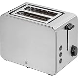 WMF Stelio Toaster 2 Scheiben Edelstahl, Doppelschlitz Toaster mit Brötchenaufsatz, Bagel-Funktion, 7 Bräunungsstufen, 900 W, Toaster edelstahl matt silber