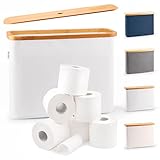 Lonbet – Eleganter Badezimmer Organizer Hellgrau - Toilettenpapier Aufbewahrung aus Bambus – antibakterielle und atmungsaktive Deko Box - 45 x 15 x 34.5 cm