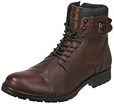 JACK & JONES Herren Jfwalbany Leather Brown Stone Biker Boots, Brown Stone, 41 EU
