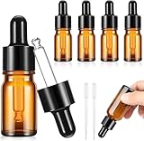 BSTDAYEVER Pipettenflasche 5Stk 3ml Tropfflasche Anti Schock Apothekerflasche Pipette Korrosionsbeständig Flasche mit Pipette Wiederverwendbar 4.8×1.5cm Für Ätherisches Öl Aromatherapie Massage