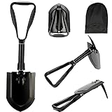 Klappbarer Schneeschaufel 58cm, 50# Klappspaten Camping Hochfester Extra Stabiler Schaufel Aus Kohlenstoffstahl Mit Tragetasche, FÜR Outdoor-Wandern Car Emergency Schneeschaufel Gifts for Men