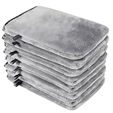 PHOGARY 8 Stück Mikrofaser-Waschhandschuhe, Flanell, weicher Waschhandschuh, Bad-Spa-Tuch, Wiederverwendbare Make-up-Entferner, Handschuhe, europäischer Stil, Waschlappen, 15 x 21 cm (grau)
