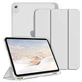 Fintie Hülle für iPad A16 11. Generation 11 Zoll 2025 & iPad 10. Generation 10,9 Zoll 2022 mit Stifthalter – ultradünne, leichte Schutzhülle mit Hart-PC, Transparente Rückseite, Silber