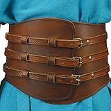 ANTIQUECOLLECTION Römische Gladiator-Gürtelschnallen aus Leder, breit, Braun, M