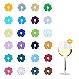 Glasmarkierer Silikon 24 Stück Glas Markierung Trinkgläser Bierflaschen Markierung Wiederver Wendbare Glasmarkierer Gläser Markieren Party Glasmarker Glass Marker für Weinglas Tassen Trinkglas
