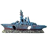 PENCHEAK Aquarien, Kunstharz, zerbrochenes Schiff, Aquarien, Ornament, Garnelen, Fischversteck, Haus, Landschaft, Schiffswrack, Unterwasserdekoration, Dekoration