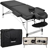 HABYS Nadia Massageliege | Klappbar Aluminium 2 Zonen | Massagetisch mit Vollausstattung | 185 x 60 x 85 cm, bis 250 kg | Armlehnen, Kopfstütze, Tragetasche, MDR-Zertifiziert | Schwarz