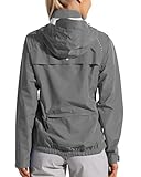 WILLIT Regenjacke Damen Wasserdicht Fahrradjacke Sommer Windbreaker Leichte Laufjacke Atmungsaktiv Wanderjacke Radjacke Trekking Windjacke Dunkelgrau M